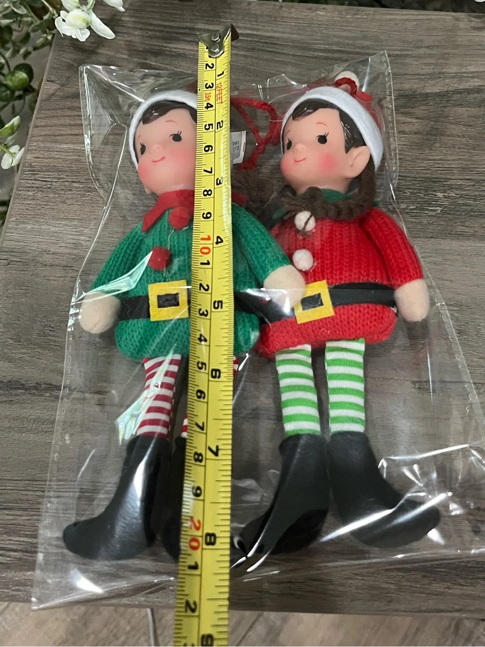 Holiday Elf Plush Dolls-Ornament -Retired Set of 2 Elf’s in New Condition